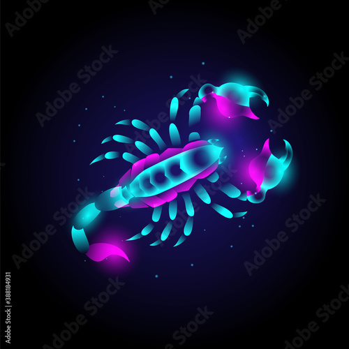Animal scorpion modern logo vector with neon vibrant colors, abstract.