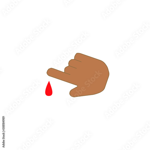 Icon of a hand doing a blood check. Blood donation and testing for exposure to the corona virus.