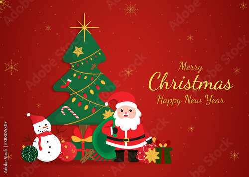 Merry christmas red background element design. © Jakrit