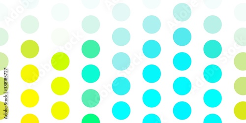 Light blue, yellow vector background with bubbles.