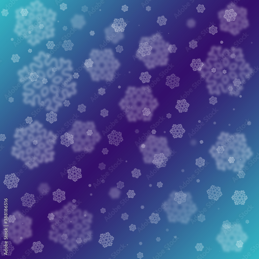 Beautiful curly bokeh of drawn snowflakes on a gradient blue background. Concept Happy Christmas and New Year Beautiful curly bokeh of drawn snowflakes on a gradient blue background. Concept Happy Christmas and New Year