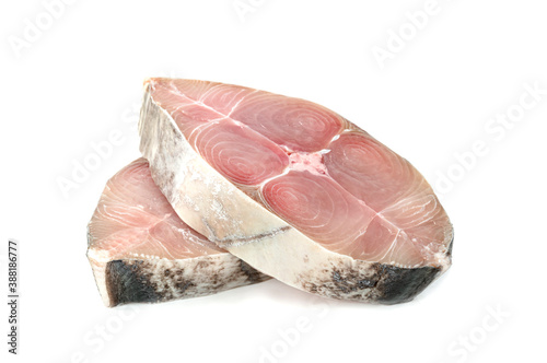 Spanish mackerel slice or spotted mackerels isolated on white background ,Scomberomorus