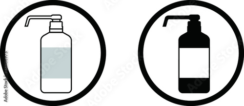 白と黒のプッシュ式消毒液ボトル【アイコン】