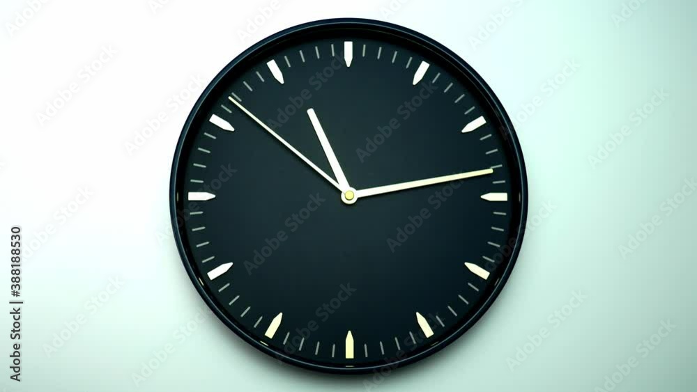 Minimal black clock isolated on white background, Showtime 11.14 am or pm, second hand minute walk slow motion. Minimal black clock isolated on white background, Showtime 11.14 am or pm, second hand minute walk slow motion.