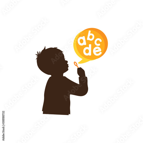 kids Blow Bubbles alphabet Silhouette logo