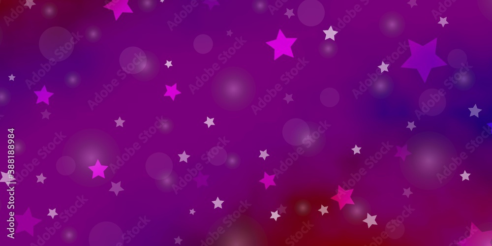 Light Pink, Red vector template with circles, stars.