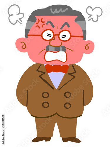 激怒する富裕層の男性_社長_全身
