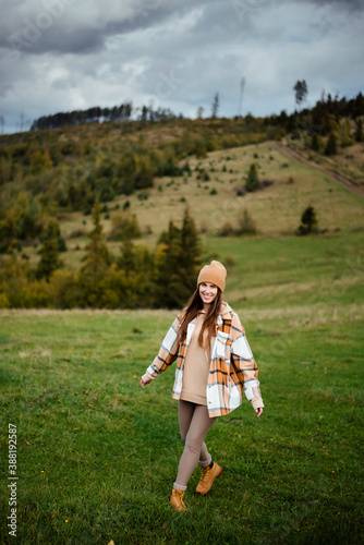 Woman walking outdoors during adventure on mountains