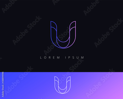 Initial letter u simple and modern creative colorful multimedia geometric alphabet u icon symbols business
