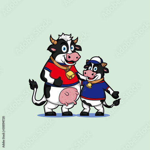 The Cows Mom and kid cute mascot