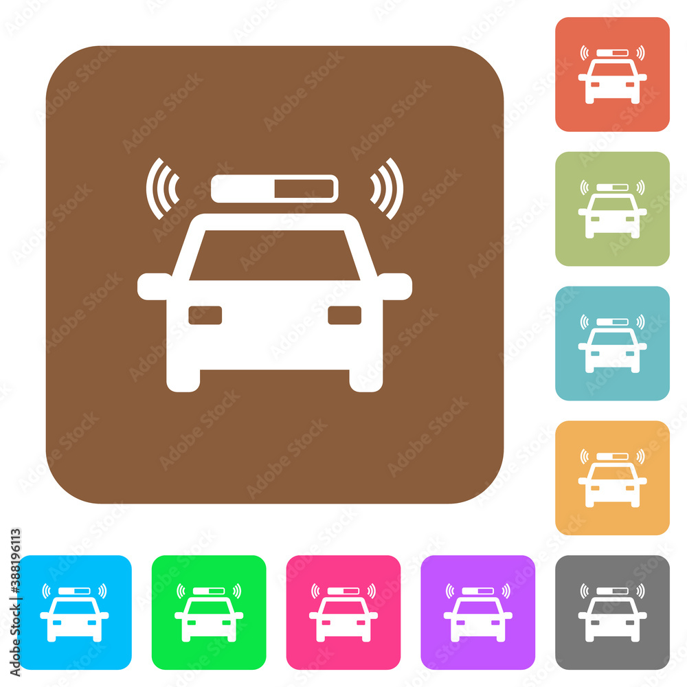 Flashing police car rounded square flat icons Flashing police car rounded square flat icons