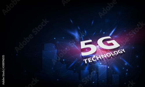 abstract 5G new wireless internet connection background. Global network high speed network. 5G symbol on background.