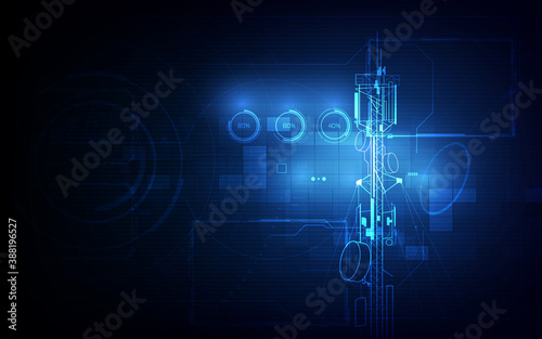 Antenna transmission communication tower vector background concept