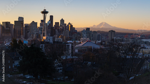 sunset over the city