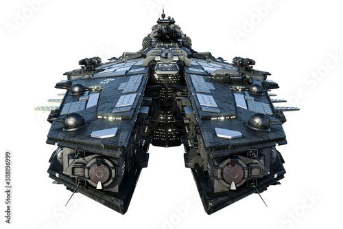 Canvastavla Spaceship exterior on an isolated white background, 3D illustration, 3D renderin