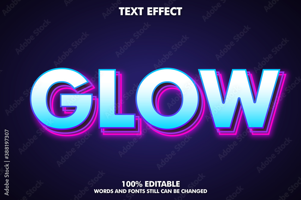 Glow text effect with two neon ouline