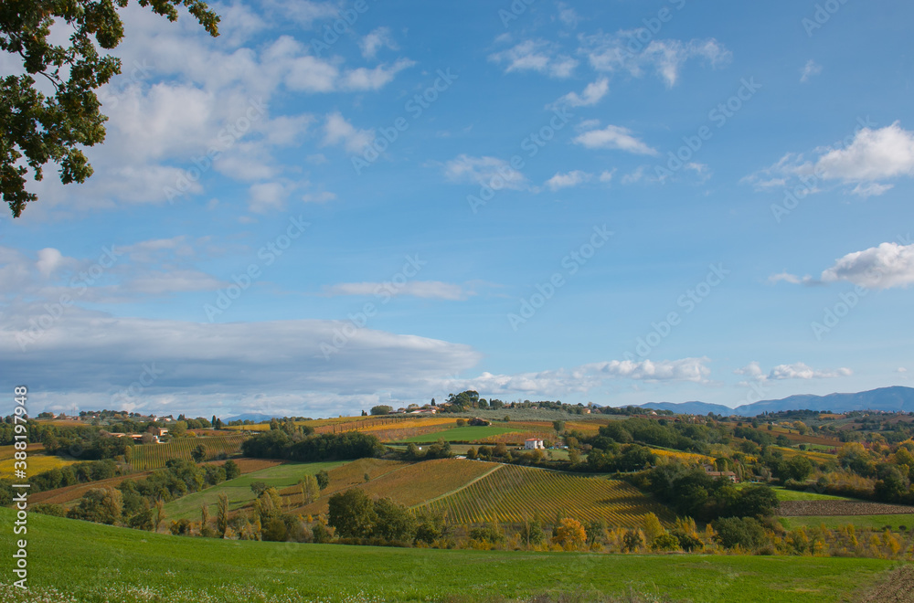 Typical umbria landscape near Gualdo Cattaneo during autumnal day of sun