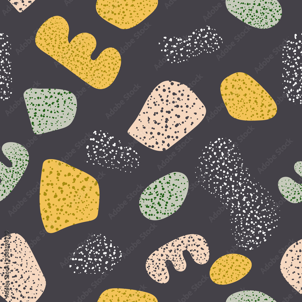 Abstract shapes in seamless terrazzo pattern in minimal style.Cute soft art endless background fashionable for stationery,posters,to-do lists,greeting cards,surface patterns, diaries, stickers.Raster Abstract shapes in seamless terrazzo pattern in minimal style.Cute soft art endless background fashionable for stationery,posters,to-do lists,greeting cards,surface patterns, diaries, stickers.Raster