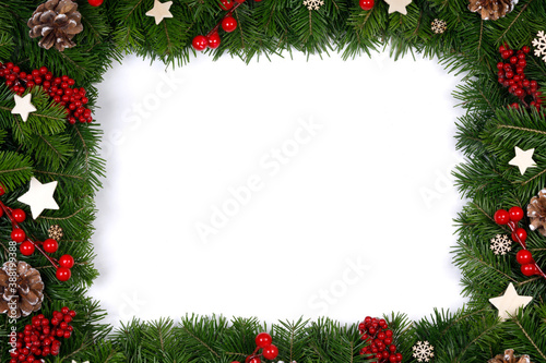 Christmas frame of tree branches