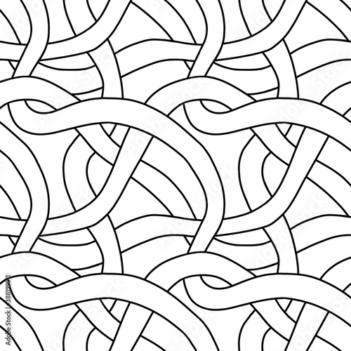 Seamless black and white geometries pattern in zentangle style. Basic and simple coloring book for adults, seniors, and beginner. Digital drawing. Floral. Flower. Oriental. Book Page. Hand drawing.