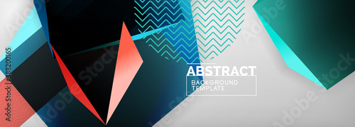 Low poly 3d geometric shapes, minimal abstract background. Vector illustrations for covers, banners, flyers and posters and other