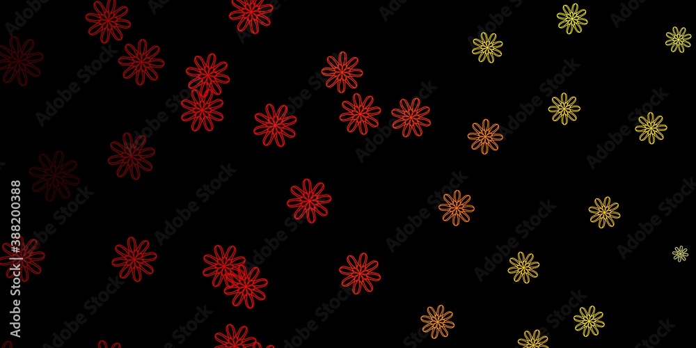 Dark Red, Yellow vector texture with memphis shapes.