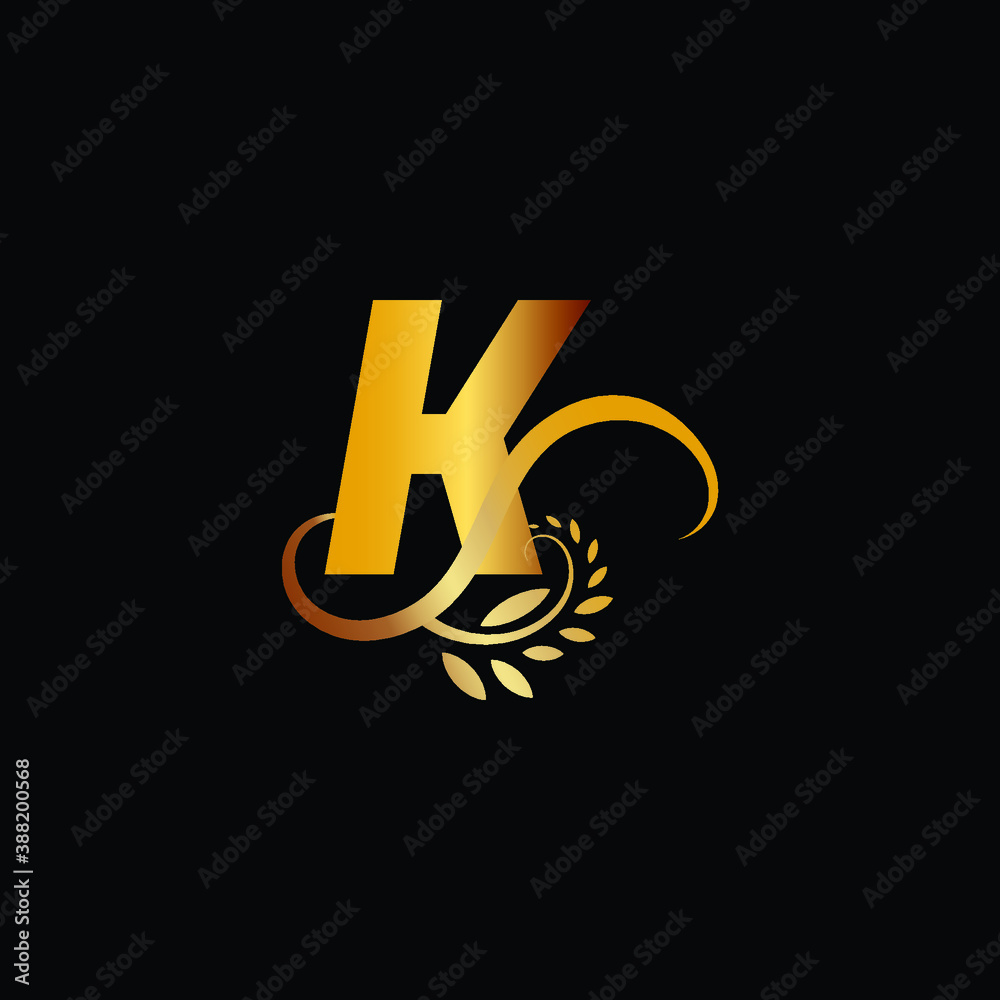 Obraz premium Initial Monogram Letter K Flourishes Logo in gold color.