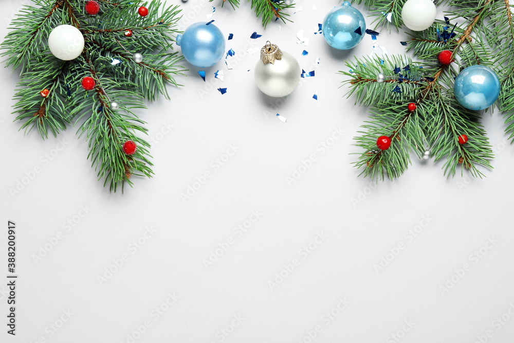 Beautiful Christmas composition on white background Beautiful Christmas composition on white background