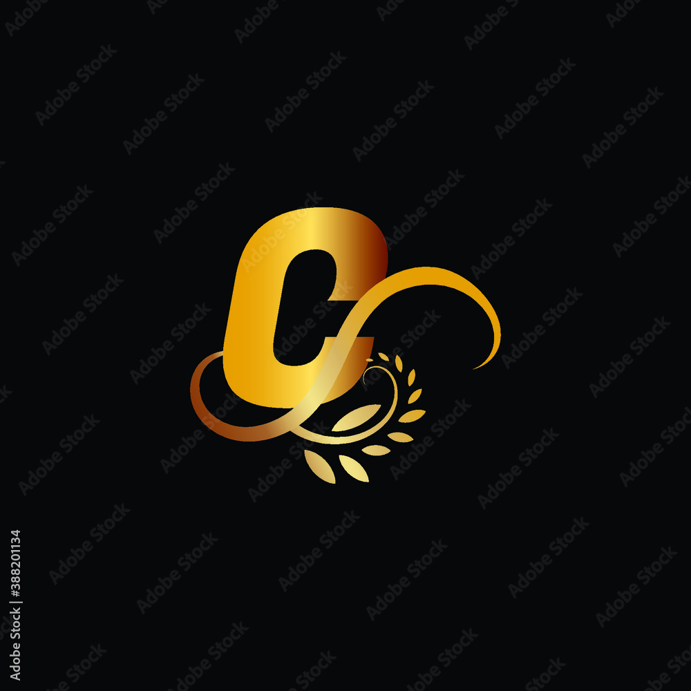 Fototapeta premium Initial Monogram Letter C Flourishes Logo in gold color.