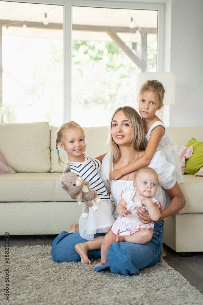 mother with three children mother with three children
