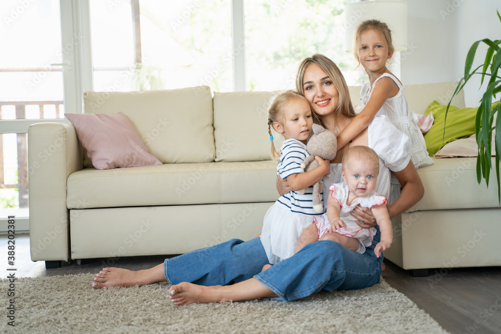 mother with three children mother with three children