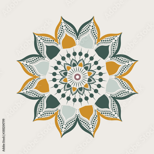 Mandala pattern earth color with doodles sketch . Good for creative and greeting cards, posters, flyers, home decor, banners and covers
