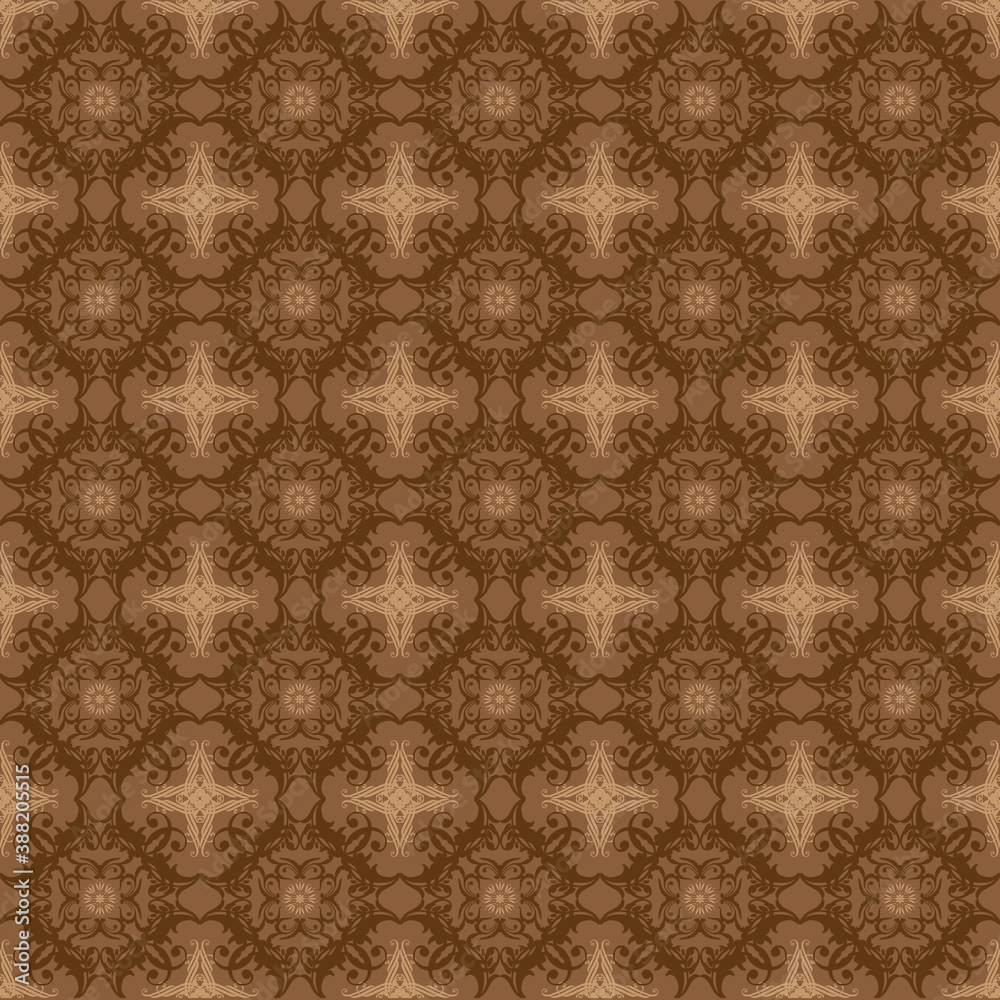 Abstrack pattern on typical Jember batik with smooth brown color design.