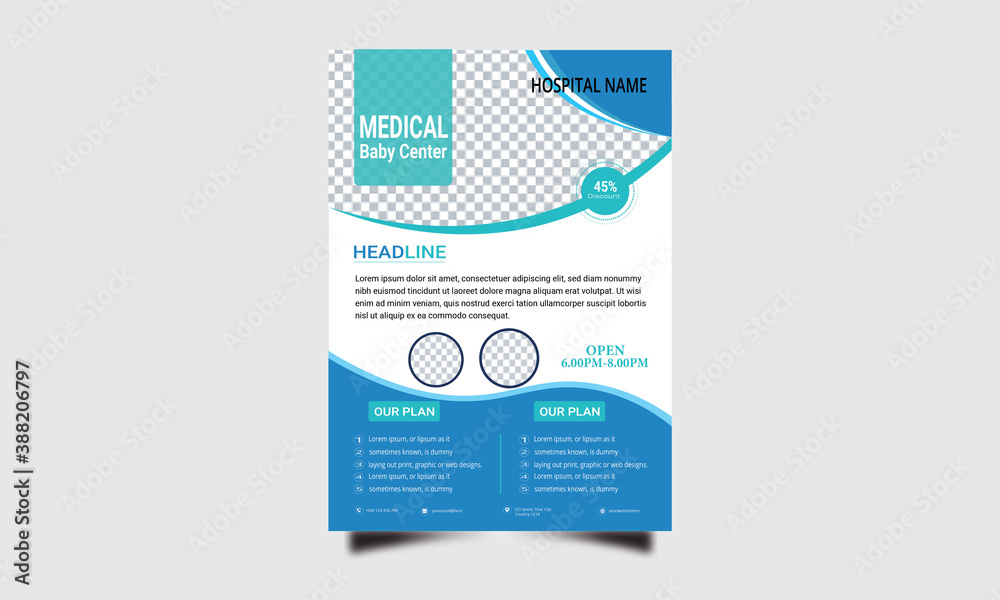 Template of Medical Flyer in A4 size. Brochure Design, Graphic Elements, Annual Report. Template of Medical Flyer in A4 size. Brochure Design, Graphic Elements, Annual Report.