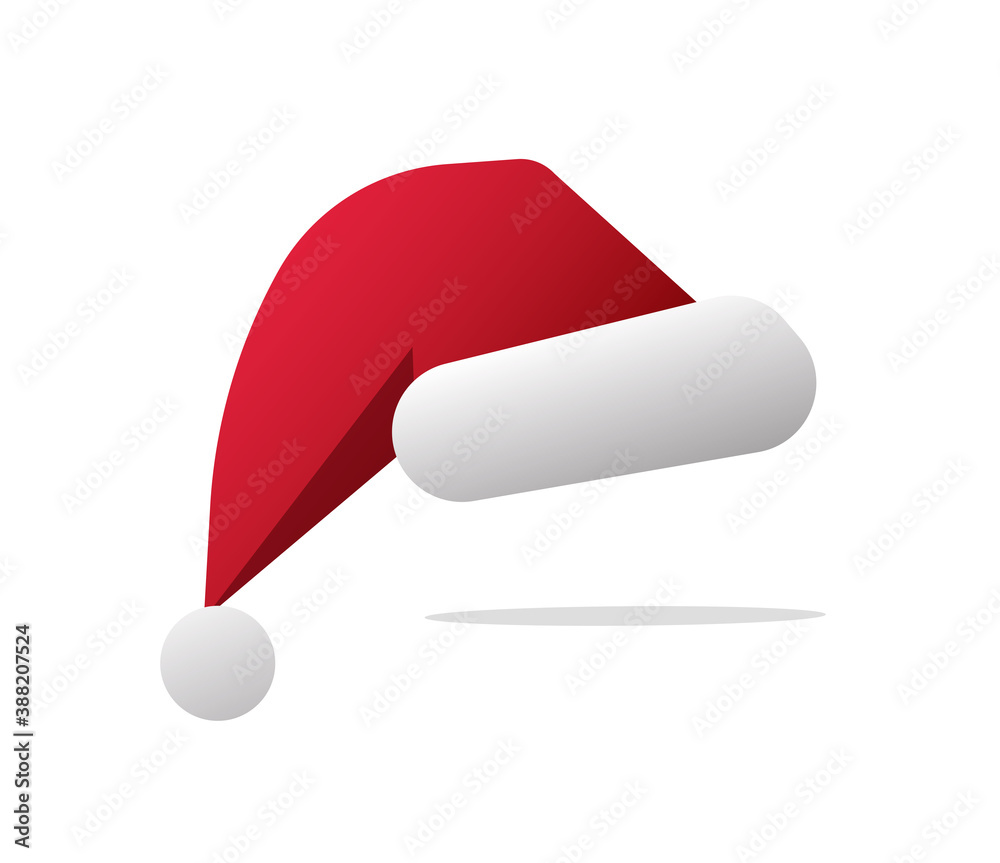 Santa cap or xmas christmas hat vector icon isolated clipart Santa cap or xmas christmas hat vector icon isolated clipart