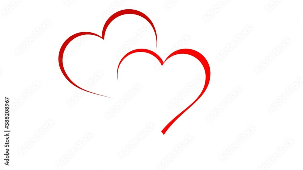 Two stylized hearts that meet and beat together. Concept of meeting, falling in love and marriage. Animated illustration