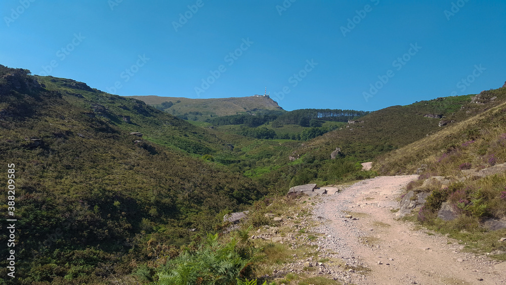 Pathway on mountain ancient volcano puy de dome in france Pathway on mountain ancient volcano puy de dome in france