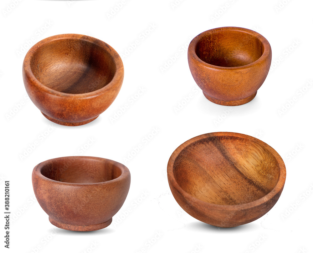 Wooden bowl isolated on white background Wooden bowl isolated on white background
