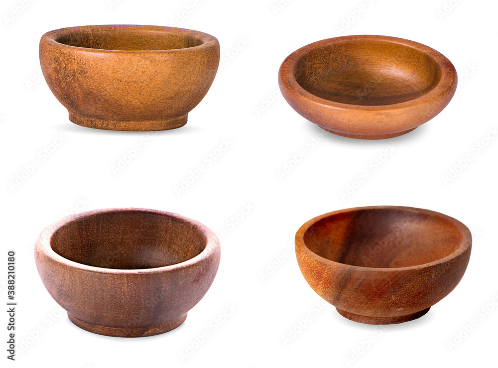 Wooden bowl isolated on white background Wooden bowl isolated on white background