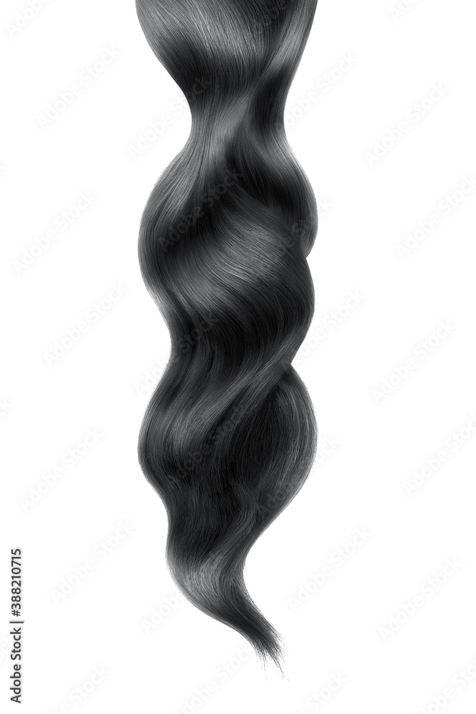 Black shiny hair on white background, isolated Black shiny hair on white background, isolated