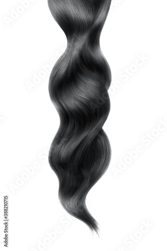Fototapeta Naklejka Na Ścianę i Meble -  Black shiny hair on white background, isolated