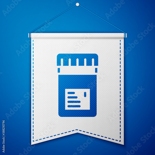 Blue Biologically active additives icon isolated on blue background. White pennant template. Vector.