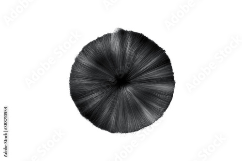 Donut made by black hair isolated on white background