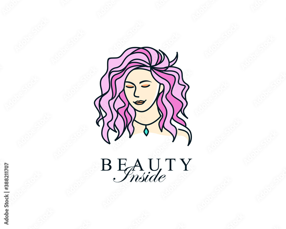 Beauty woman girl logo desain template illustration