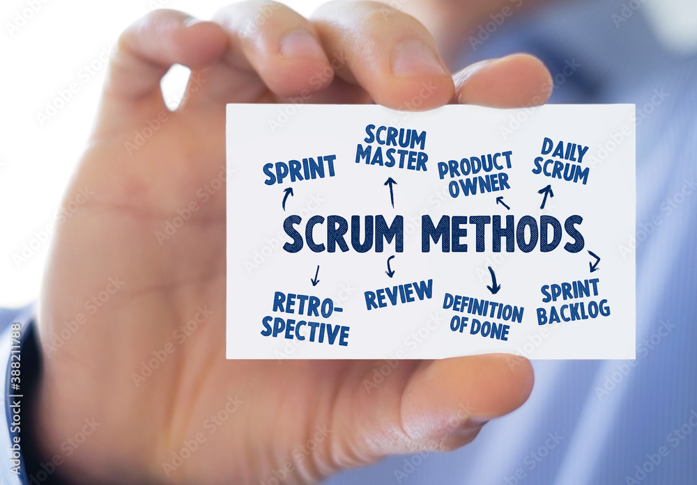 Scrum management process - business card Scrum management process - business card