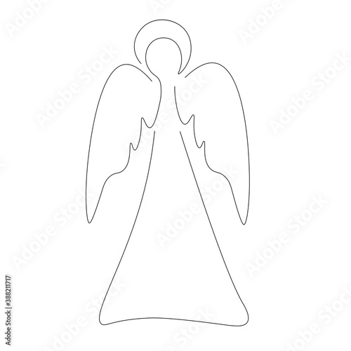 Christmas angel drawing vector illustratio