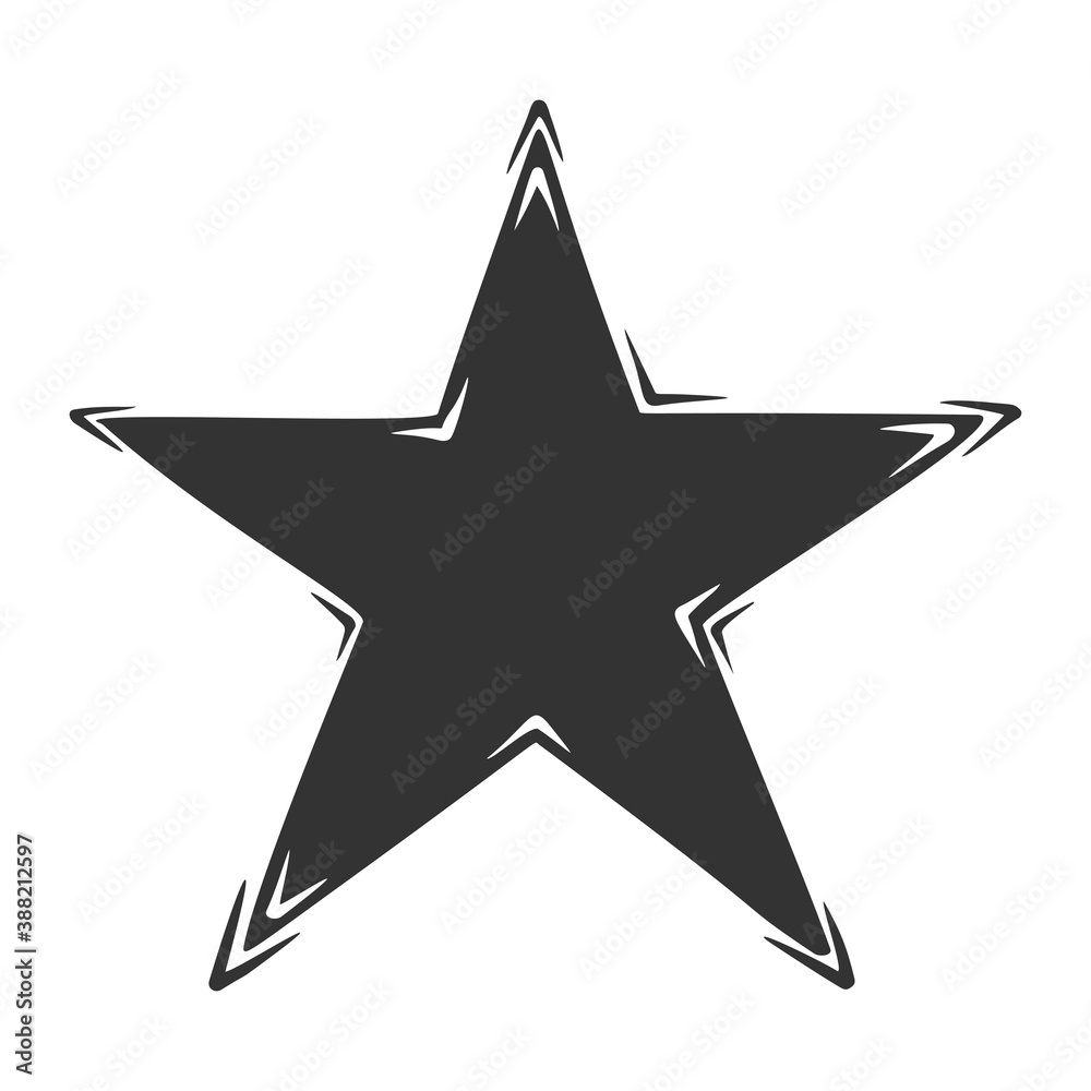 Fototapeta premium Hand drawn vector of star, isolated on white background.