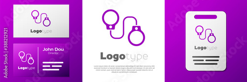 Logotype Handcuffs icon isolated on white background. Logo design template element. Vector.