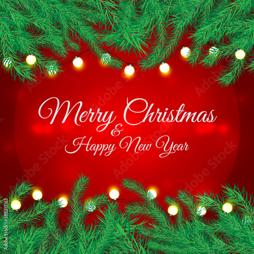 Merry Christmas Happy new year card  invitation  background on red background