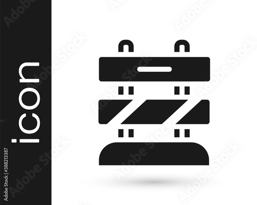 Black End of railway tracks icon isolated on white background. Stop sign. Railroad buffer end to destination. Vector.